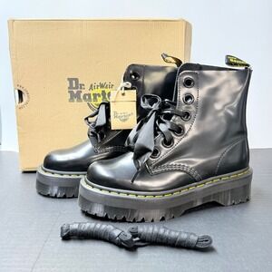 Dr Martens Molly Black Buttero Platform Boots Quad Retro Womens US 9